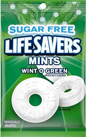 LIFESAVERS SUGAR FREE WINT-O-GREEN 2.75OZ BAG