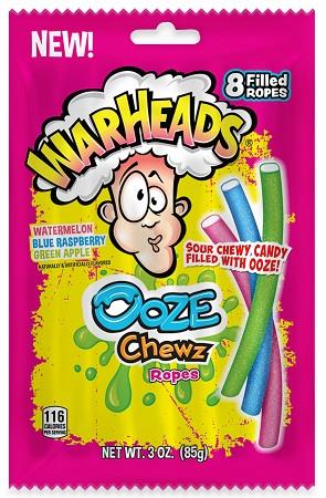 WARHEADS OOZE CHEWZ ROPES 3OZ PEG BAG