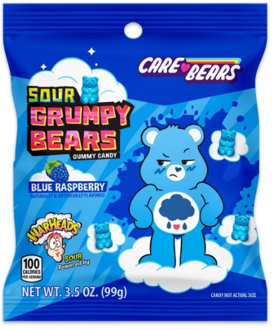 WARHEADS SOUR GRUMPY BEARS 3.5OZ PEG BAG
