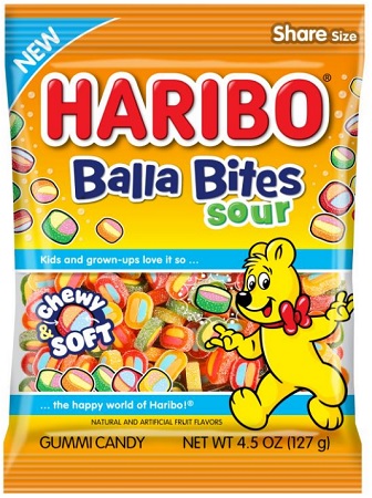 HARIBO 4.5OZ BALLA BITES SOUR PEG