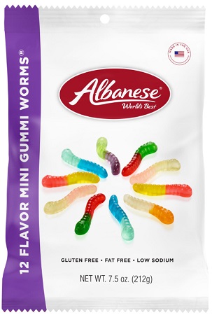 ALBANESE 12 FLAVOR MINI GUMMI WORMS PEG 7.5OZ