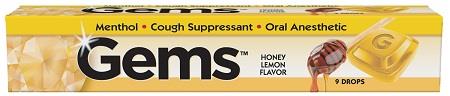 GEMS COUGH DROPS HONEY LEMON 9PC.$2.00 OFF PER BOX WHILE INVENTORY LASTS