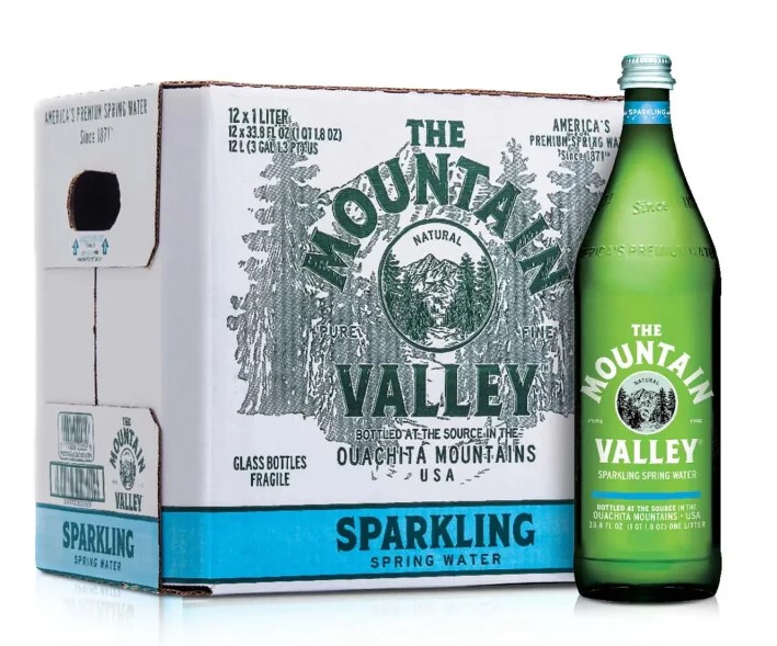 MOUNTAIN VALLEY 1 LITER GLASS **SPARKLING** WATER**GLASS BOTTLE -- SPARKLING**