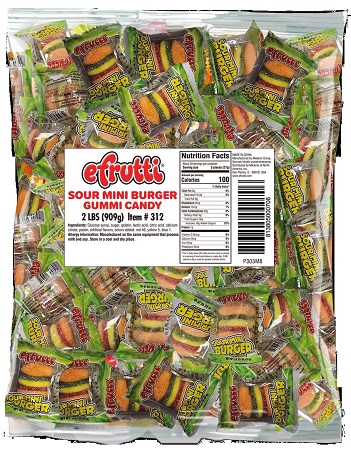 E.FRUTTI *BULK GUMMI SOUR MINI BURGER .32OZ