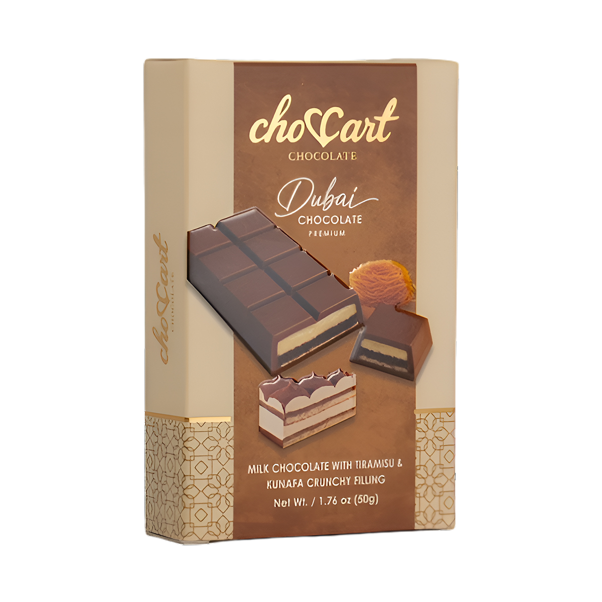 CHOCCART DUBAI CHOCOLATE BAR - TIRAMISU**50G (1.76OZ)**
