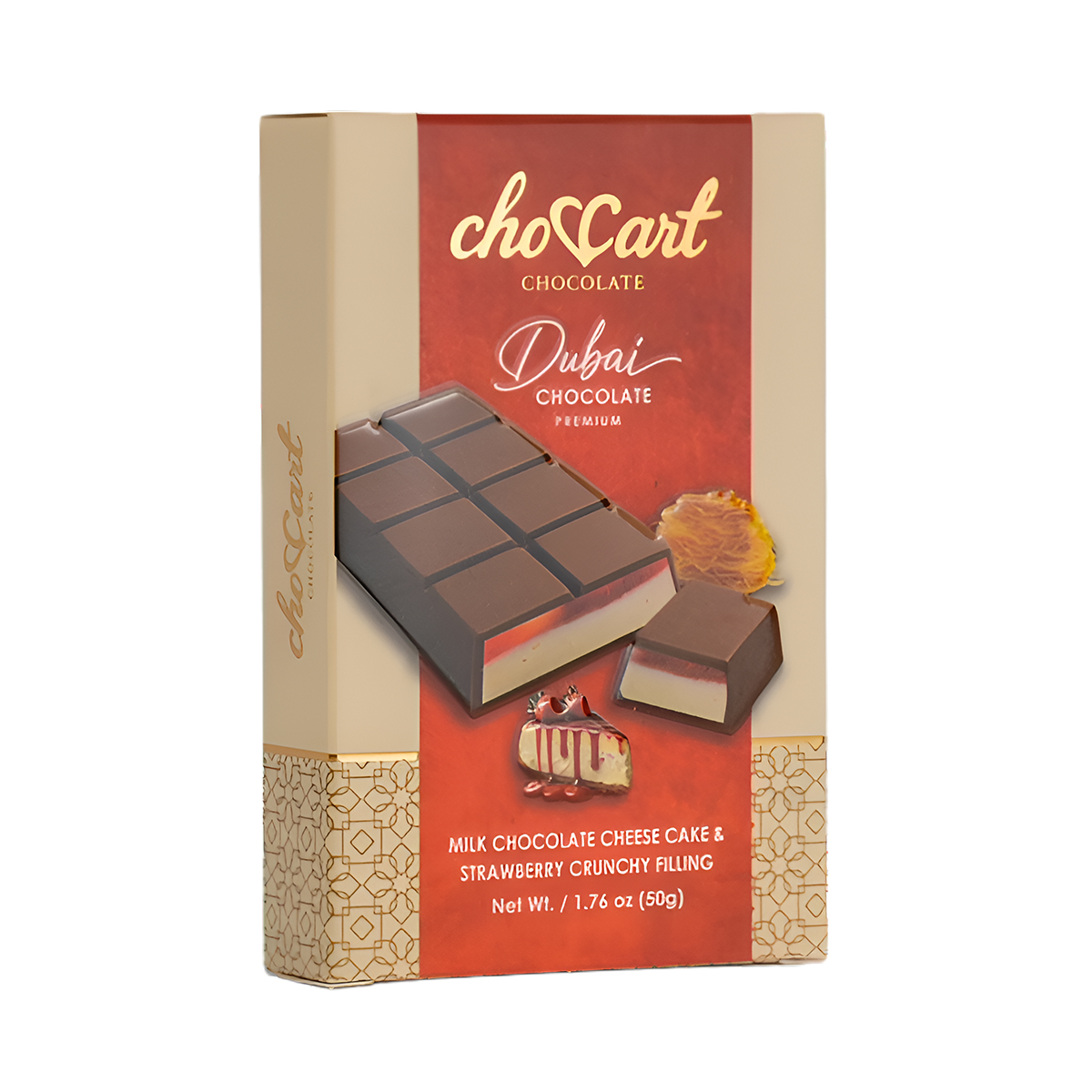 CHOCCART DUBAI CHOCOLATE BAR - STRAWBERRY CHEESCAKE**50G (1.76OZ)**