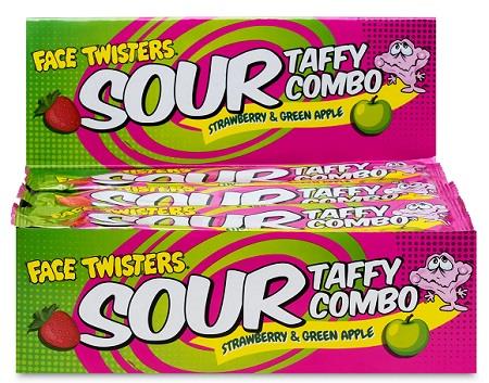 FACE TWISTERS SOUR TAFFY STRAW/GREEN APPLE 1.4OZ