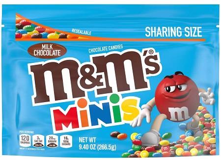 M&M MILK CHOC. MINIS 9.4OZ POUCH**AVAILABLE BY SPECIAL ORDER AND EMAIL ONLY, ALLOW 14 DAYS LEADTIME**