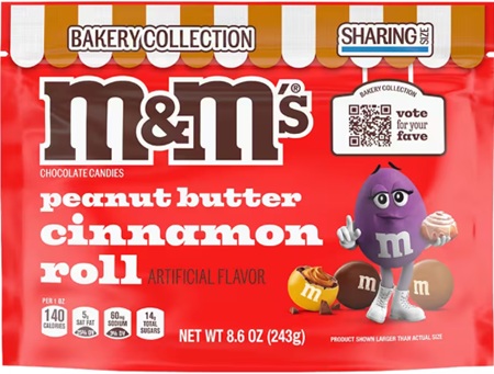 M&M PEANUT BUTTER CINAMMON ROLL 8.64Z POUCH**AVAILABLE BY SPECIAL ORDER AND EMAIL ONLY, ALLOW 14 DAYS LEADTIME**