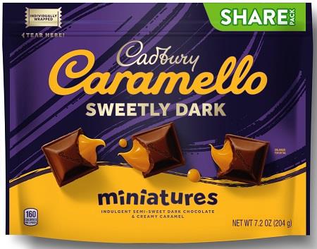 CARAMELLO SWEETLY DARK MINIS STAND UP BAG 7.2OZ**AVAILABLE 3/2026 BY SPECIAL ORDER AND EMAIL ONLY, ALLOW 14 DAYS LEADTIME**
