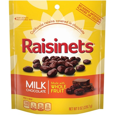 RAISINETS BAG 8OZ**AVAILABLE BY SPECIAL ORDER AND EMAIL ONLY, ALLOW 21 DAYS LEADTIME