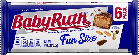 FUN SIZE BABY RUTH 6PK 3.9OZ**AVAILABLE BY SPECIAL ORDER ONLY, ALLOW 21 DAYS LEADTIME