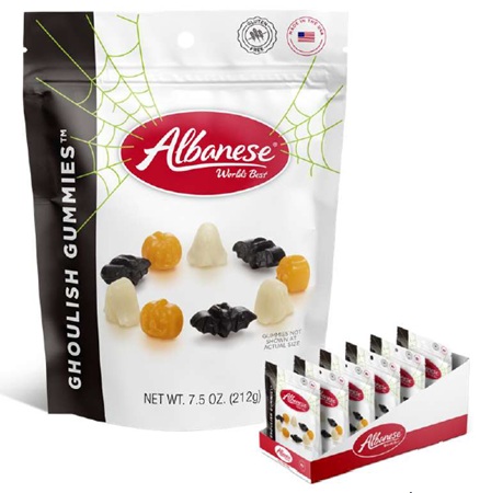 ALBANESE GHOULISH GUMMIES PEG 7.5OZ(ORANGE, BLACK CHERRY& STRAWBERRY-BANANA)