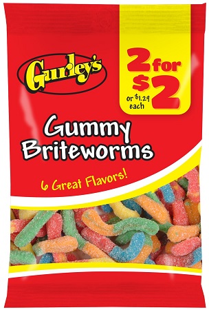 GURLEY'S 2/$2 GUMMY BRITEWORMS 2.5OZ
