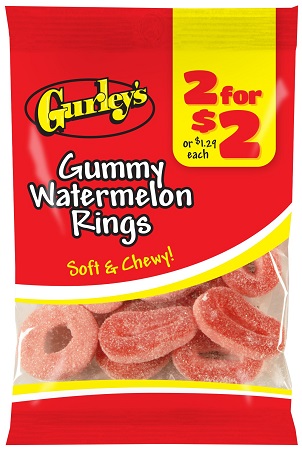GURLEY'S 2/$2 GUMMY WATERMELON RINGS 2.5OZ