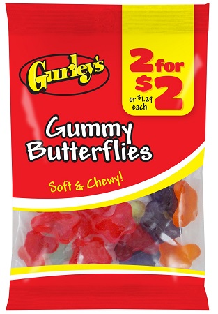 GURLEY'S 2/$2 GUMMY BUTTERFLIES 2.5OZ