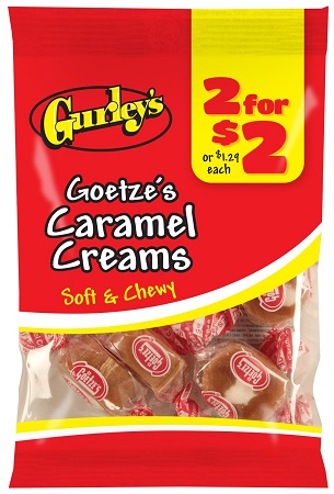 GURLEY'S 2/$2 CARAMEL CREAMS GOETZE'S 2OZ