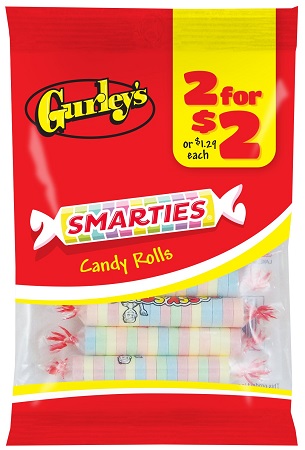 GURLEY'S 2/$2 SMARTIES CANDY ROLLS 2.5OZ