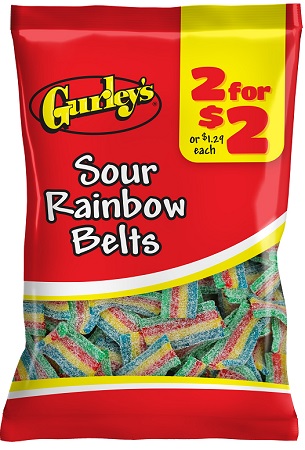 GURLEY'S 2/$2 SOUR RAINBOW BELTS 2.25OZ