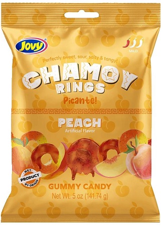 JOVY CHAMOY GUMMY PEACH RINGS PEG 5OZ