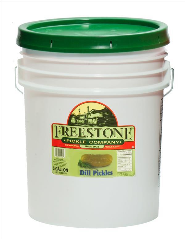 FREESTONE 5GAL KOSHER DILL PICKLES 40-50CT**AVAILABLE BY SPECIAL ORDER AND EMAIL ONLY, ALLOW 21 DAYS LEADTIME