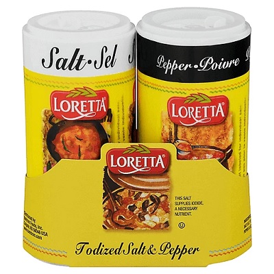 LORETTA SALT & PEPPER SHAKER SET(4.5OZ SALT/.5OZ PEPPER)