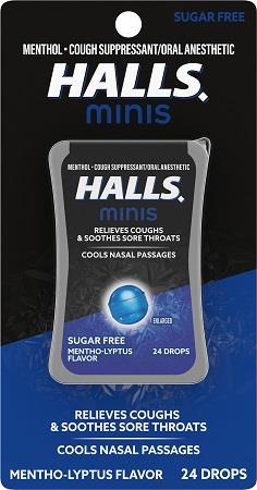 HALLS MINIS MENTHOL SUGAR FREE 24PC