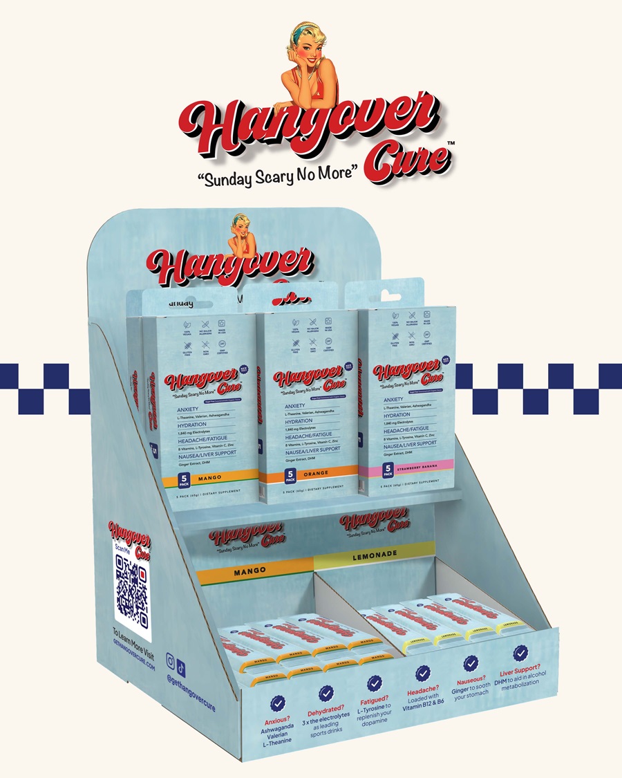 HANGOVER CURE COUNTERTOP DISPLAY**FREE W/ PURCHASE OF 2 BOXES 20CTS + 2 CASES OF 12/5PKS**