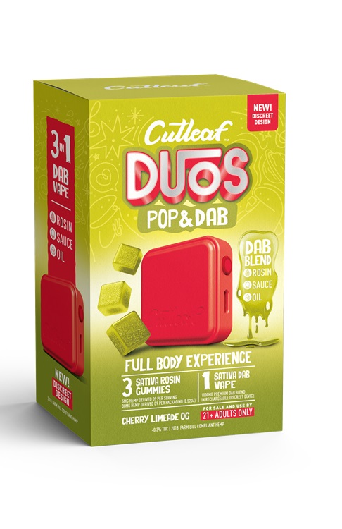 CUTLEAF DUOS POP&DAB - CHERRY LIMEADE** THREE GUMMIES + ONE DAB VAPE **