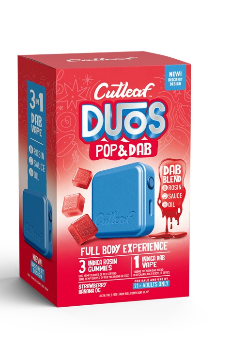 CUTLEAF DUOS POP&DAB - STRAWBERRY BANANA** THREE GUMMIES + ONE DAB VAPE **