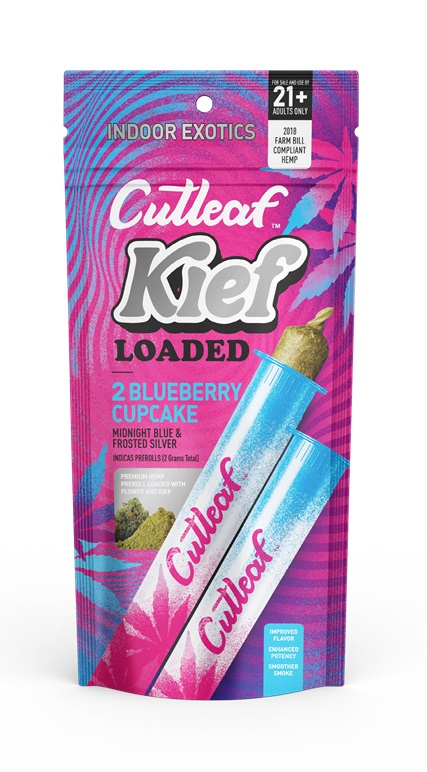 CUTLEAF KIEF LOADED PREROLLS - BLUEBERRY CUPCAKE10 - 2PKS PER DISPLAY
