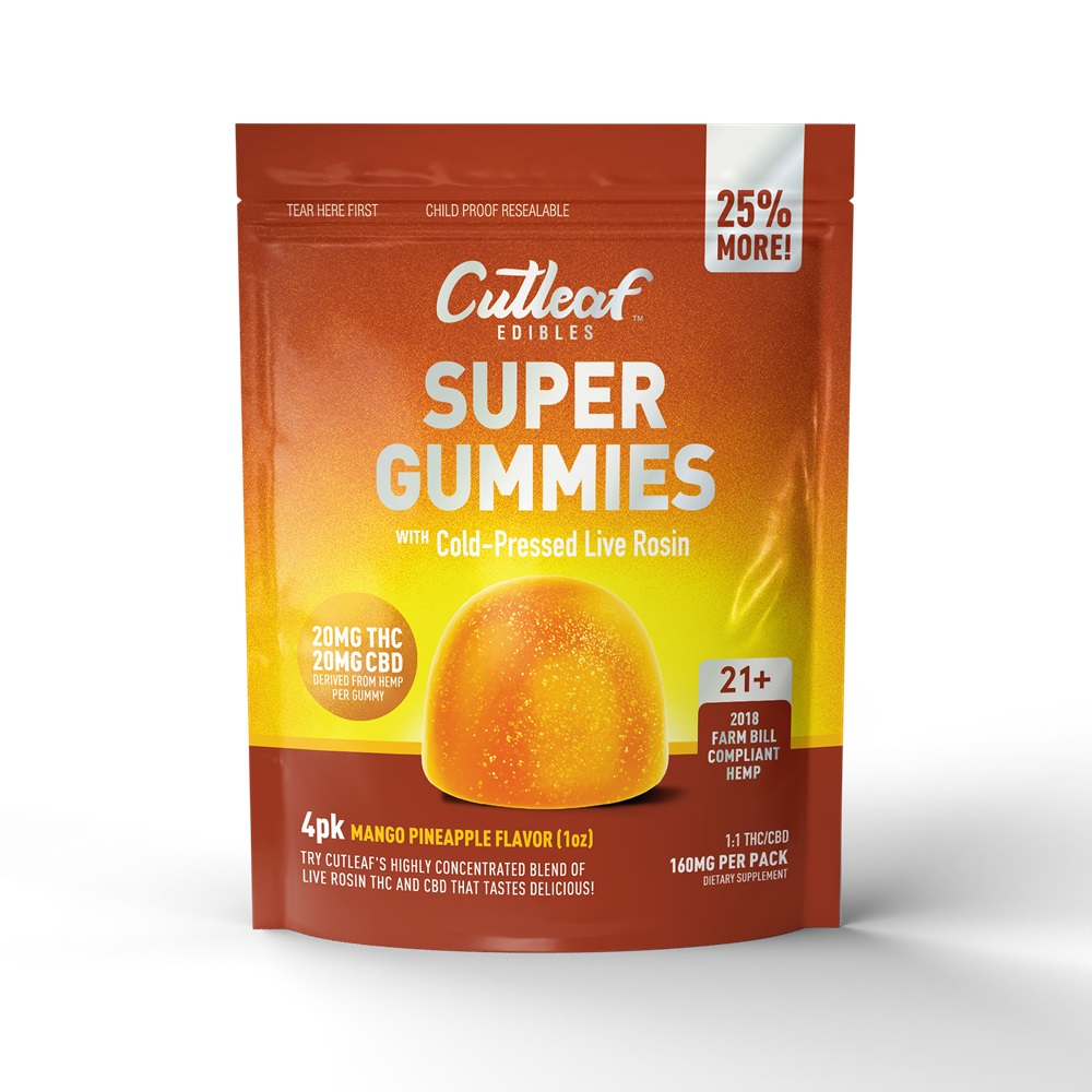 CUTLEAF MANGO PINEAPPLE SUPER GUMMIES**NOW WITH 25% MORE - 4 GUMMIES PER BAG**