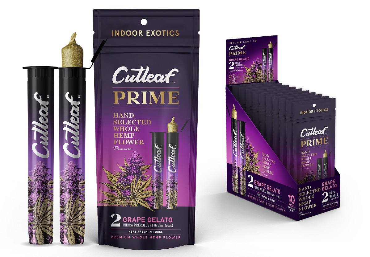CUTLEAF PRIME PREROLLS - GRAPE GELATO (INDICA)10 - 2PKS PER DISPLAY