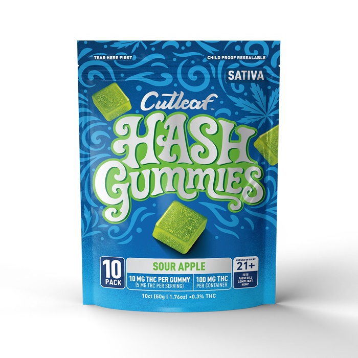 CUTLEAF HASH GUMMIES 10PK-SOUR APPLES