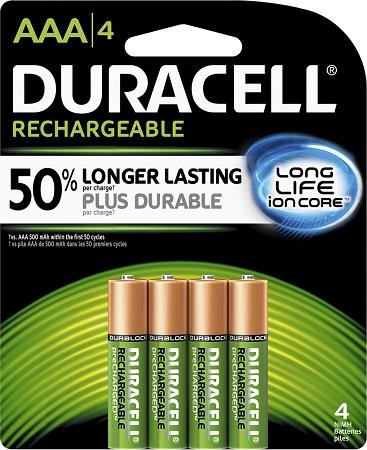 DURACELL RECHARGEABLE AAA 4PK    (MSRP $5.15)**AVAILABLE BY SPECIAL ORDER ONLY, ALLOW 14 DAYS LEADTIME**