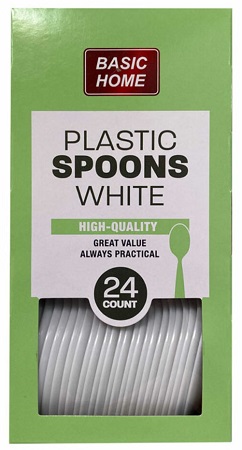 PLASTIC SPOONS WHITE BOX 24CT