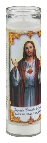 CANDLE RELIGIOUS 12CTSACRED HEART WHITE (8.1OZ)