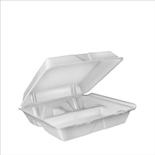 FOAM RESTAURANT BOX LG 3 COMPARTMENT #90HT3R (NON-PERFORATED)(9.4