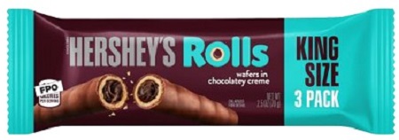 HERSHEY'S ROLLS WAFERS IN CHOCOLATEY CREME KING 2.5OZ