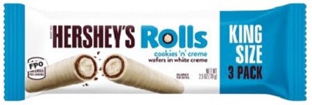 HERSHEY'S ROLLS S COOKIES 'N' CREME WAFERS  KING 2.5OZ