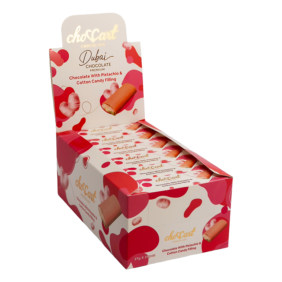 CHOCCART DUBAI BAR 37G - WHITE CHOCOLATE + COTTON CANDY  W/ PISTACHIO