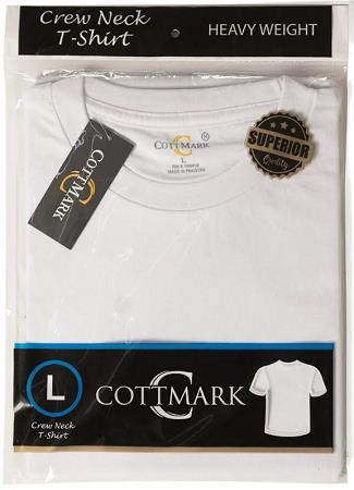 T-SHIRT WHITE WRAPPED LARGE*CREW NECK*
