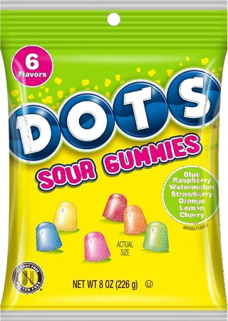 DOTS SOUR 8OZ PEG BAG