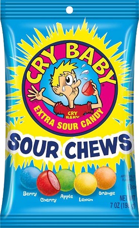 CRY BABY SOUR CHEWS 7OZ PEG BAG