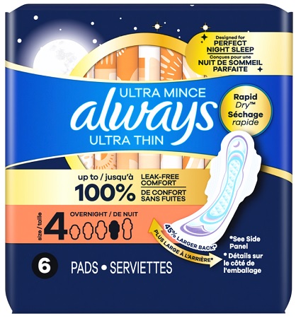 ALWAYS ULTRA THIN #4 OVERNIGHT 8/6CT**AVAILABLE 5/01/2026 PREBOOK NOW**