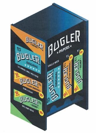 BUGLER CIG. PAPERS COUNTER DISPLAY(1BX ORIG, 1BX SLOW BURN 1 1/4 $.99, 1BX HEMP 1 1/4 $.99)