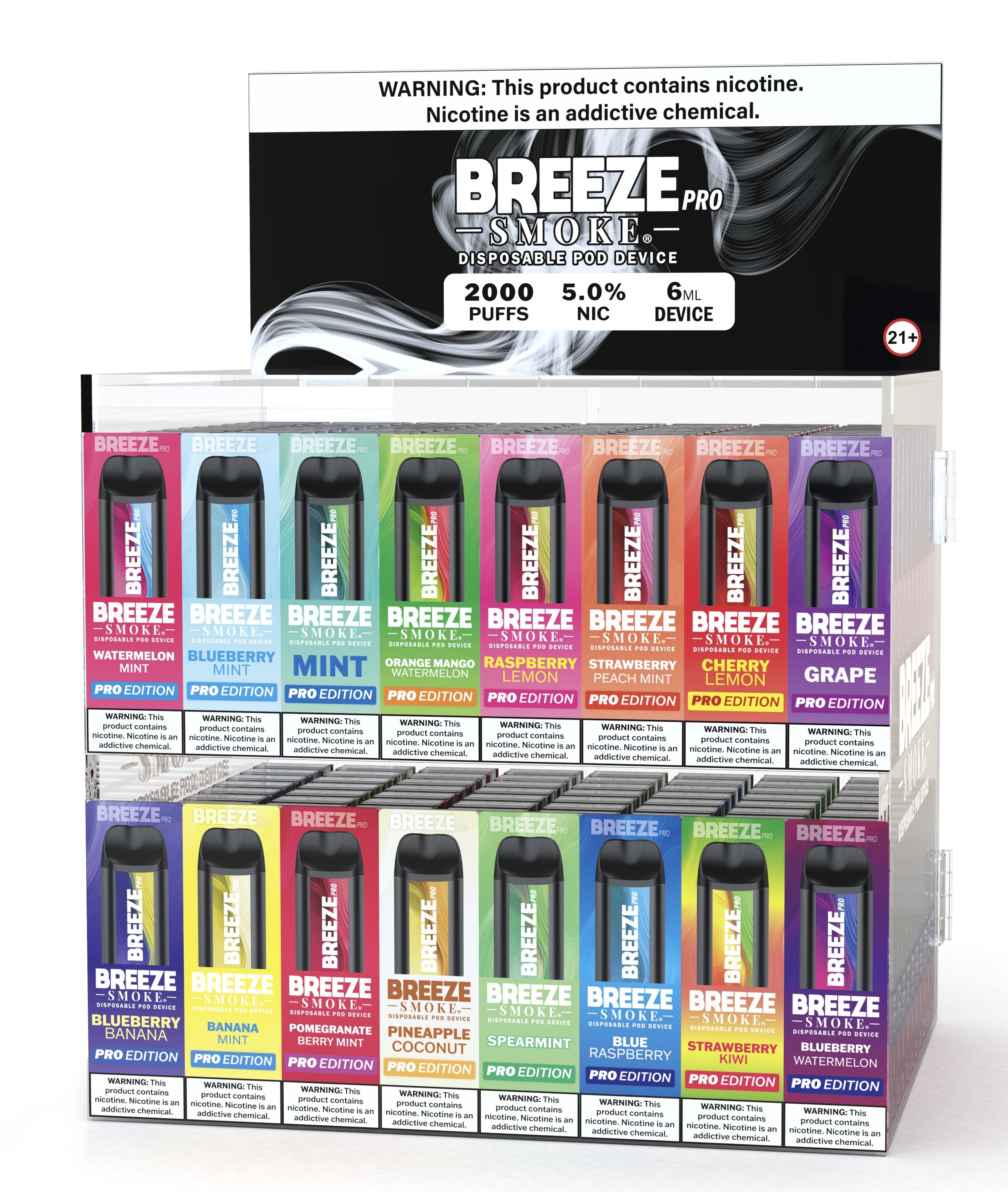 BREEZE PRO XL PREFILLED DISPLAY**16 SKU'S - 10 UNITS EACH - 160 UNITS TOTAL - 1 DISPLAY LIMIT**