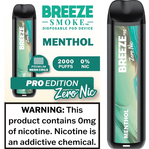 BREEZE PRO  0 NIC - MENTHOL**ZERO NICOTINE - 2 BOX LIMIT**