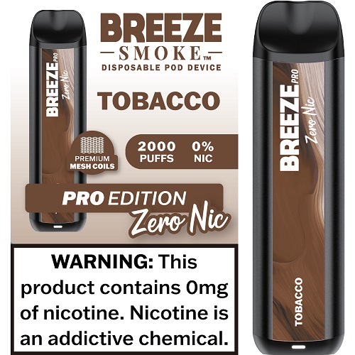 BREEZE PRO  0 NIC - TOBACCO**ZERO NICOTINE - 2 BOX LIMIT**