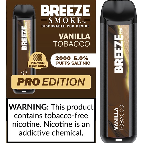 BREEZE PRO 2000 VANILLA TOBACCO - (MSRP:$17.99)**2 - 4 BOX LIMIT PER SKU (LIMIT BASED ON AVAILABILITY)**